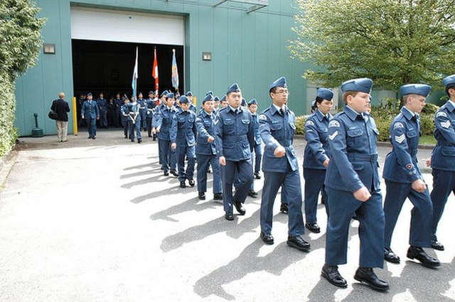An Air Cadet squadron marching