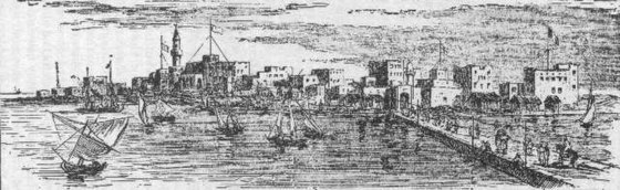 The port of Massawa, Eritrea, founded by the Arabs and later modernized and expanded by the Italians, in a 19th century engraving
