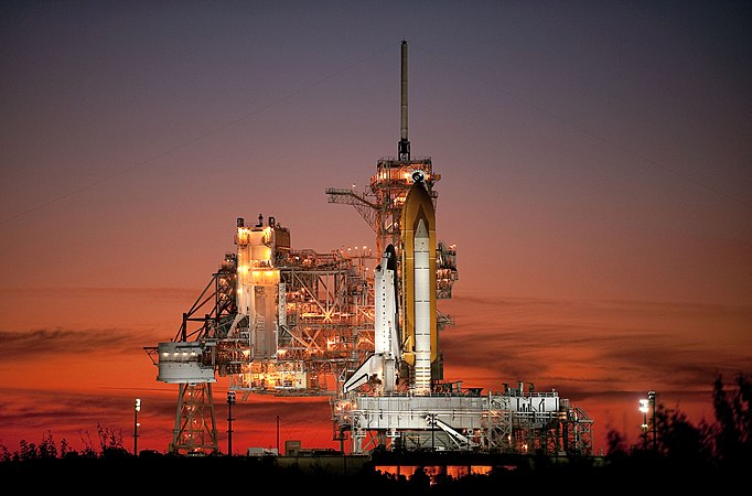 The Space Shuttle Atlantis is seen on launch pad 39A at the NASA Kennedy Space Center shortly after the rotating service structure was rolled back on Nov. 15, 2009.