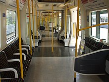 The interior of London Underground S Stock and London Overground Class 378 have wide gangways between cars S stock interior.jpg