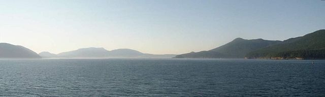 Panoramic view of the San Juan Islands from the ferry
