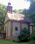 Pilgrimage church hl.  Ulrich zu Ulrichsbrunn, Lourdes grotto, wayside shrine and crucifix