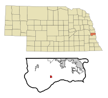 Sarpy County Nebraska Eingemeindete und nicht eingetragene Gebiete Springfield Highlighted.svg