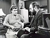 Nancy Walker and Sebastian Cabot, 1970 Sebastian Cabot, Nancy Walker - 1970 CBS TV - Family Affair (Black & White).jpg