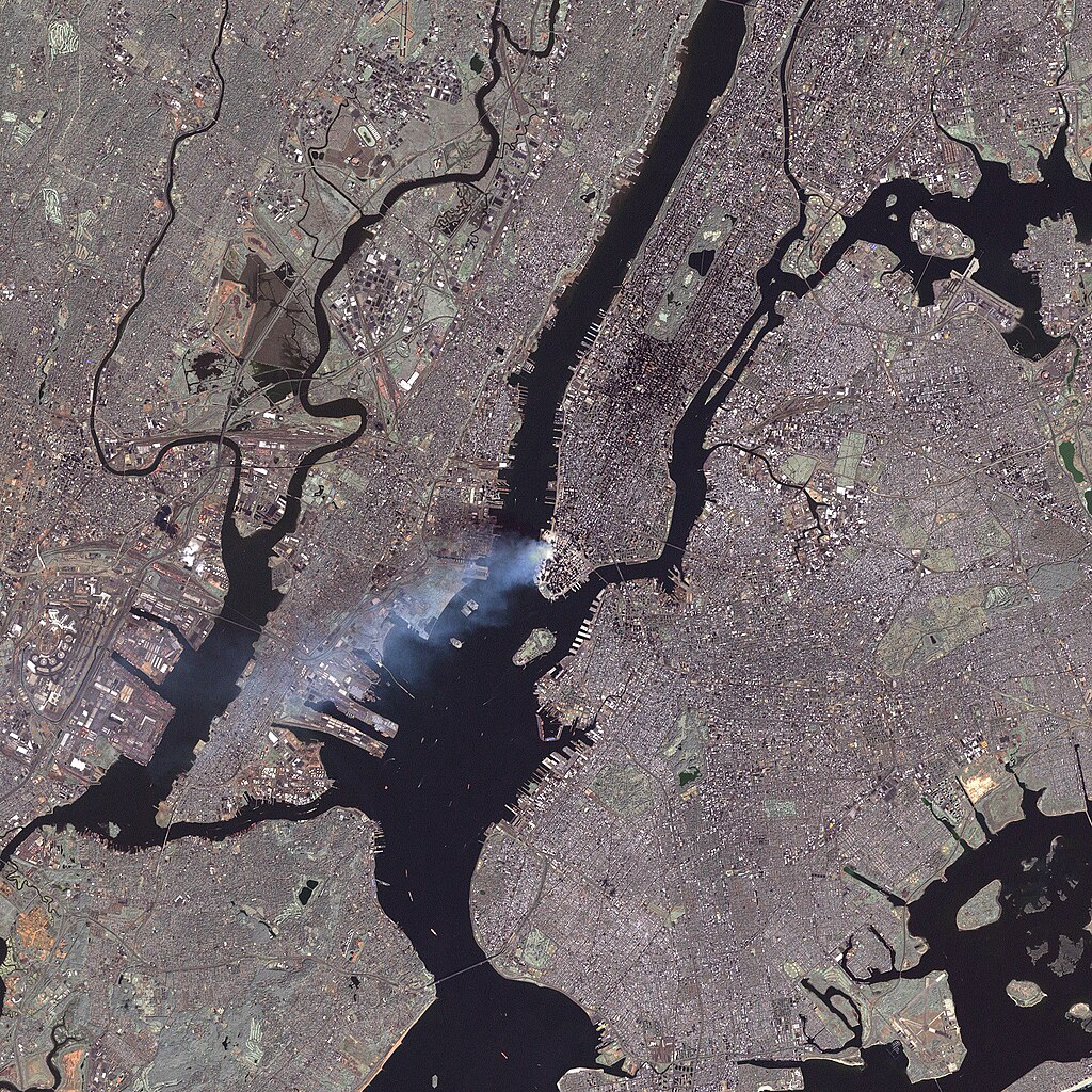 September 11 attack seen from space by nasa