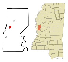 Sharkey County Mississippi Incorporated and Unincorporated areas Rolling Fork Highlighted.svg