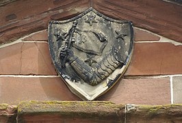 Randall's Arch, Newton-le-Willows - relief of the Legh coat of arms.