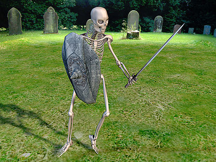 A CG art skeleton, as commonly found in modern fantasy-theme games.