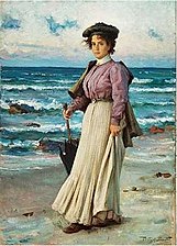 Young Woman Strolling on the Beach (1900)