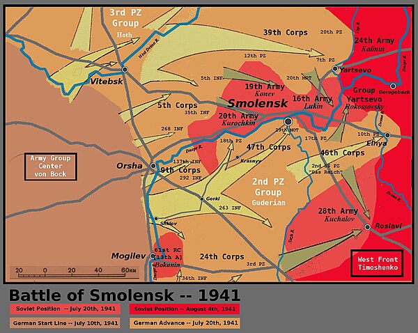 German and Soviet movements near Smolensk, 10 July – 4 August