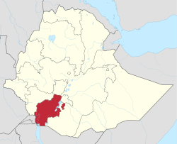 Map of Ethiopia showing the South Ethiopia Regional State