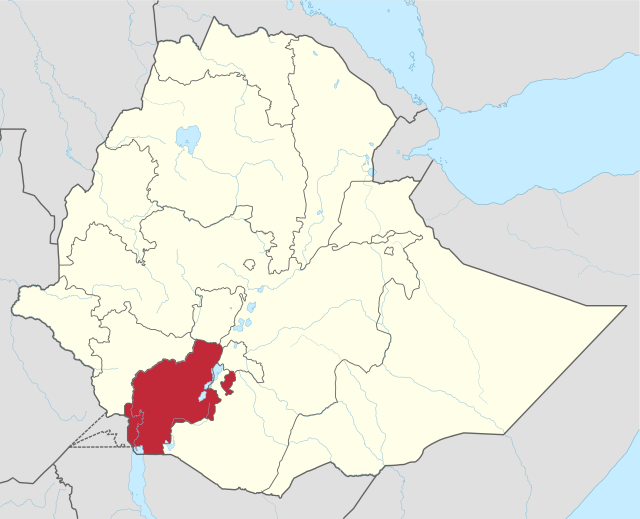 标出南埃塞俄比亚州的埃塞俄比亚地图
