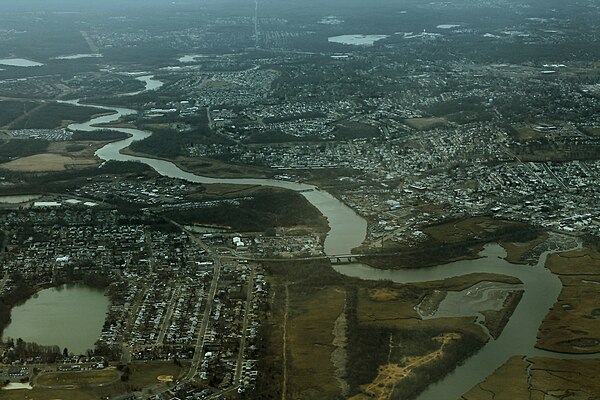 Aerial view of South River borough, along the banks of the namesake South River tributary of the Raritan River