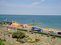 Southern Vectis 637 Puckaster Cove (R737 XRV), a Volvo Olympian/Northern Counties Palatine on the Esplanade, Shanklin, Isle of Wight on the Sandown Bay Tour.