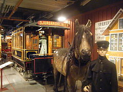 Hästspårvagn nr 12 bygd av Atlas AB fra 1877 i Stockholms Spårvägsmuseum