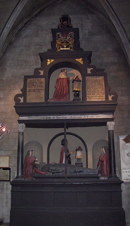 Cathedral memorial to the 16th-century dean Thomas Jones.