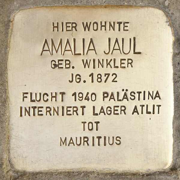 File:Stolperstein für Amalia Jaul (Wiener Neustadt).jpg
