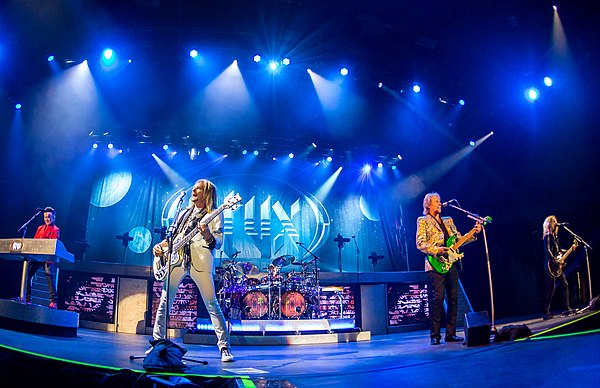 Styx in 2017. L-R: Lawrence Gowan, Ricky Phillips, Todd Sucherman, James "JY" Young, and Tommy Shaw.