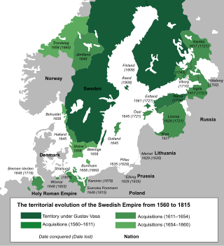 <span class="mw-page-title-main">Swedish Empire</span> Historical period in the history of Sweden (1611–1721)