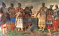 Els set Gran Prínceps segellen el pacte de sang amb el qual s'han unificat les set tribus hongareses.