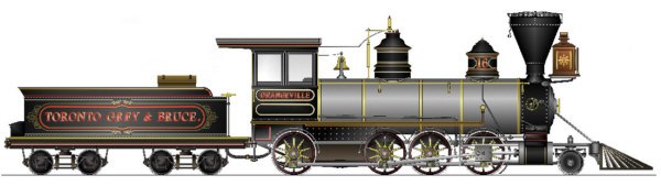 Toronto, Grey and Bruce Railway, Baldwin Locomotive Company 2-8-0, No. 16 Orangeville 1874