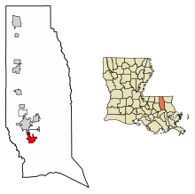 Tangipahoa Parish Louisiana Incorporated and Unincorporated areas Ponchatoula Highlighted.svg