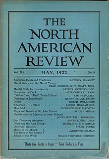 Обложка пятого выпуска The North American Review, 1922 г.