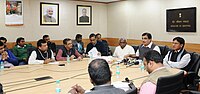 Thumbnail for File:The Union Minister for Road Transport &amp; Highways and Shipping, Shri Nitin Gadkari interacting with the media on the Union Budget and the road map ahead, in New Delhi (1).jpg