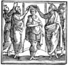 Thrasybulus receiving an olive crown for his successful campaign against the Thirty Tyrants. From Andrea Alciato's Emblemata.