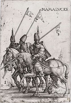 Three Mamelukes with lances on horseback.jpg