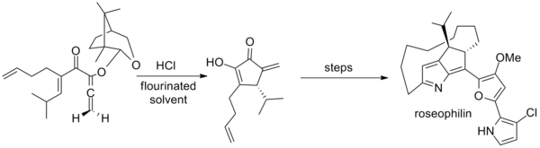 Synthesis of roseophilin using asymmetric Nazarov cyclization Tiusroseophilin.png