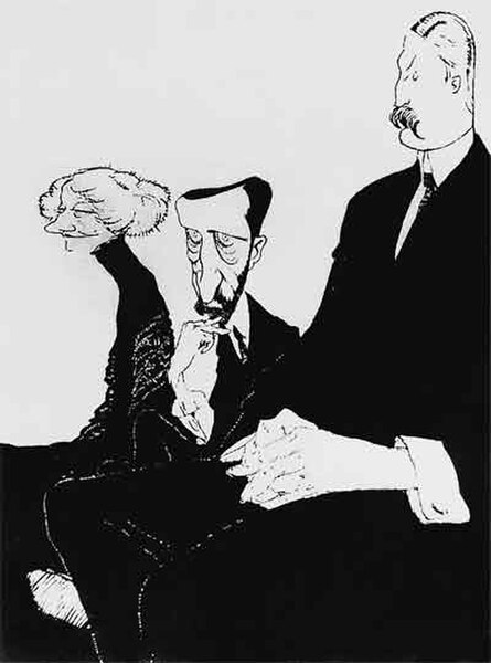 Gippius, Merezhkovsky and Filosofov. Caricature by Re-Mi (Nikolai Remizov)