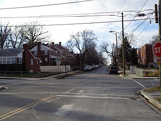 The intersection of 30th and O St., SE, in Twining, December 2017 Twining DC 30th & O Streets SE.jpg