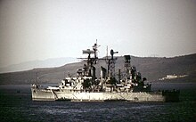 USS Springfield at Souda Bay, Crete, 1972 USS Springfield CLG-7 Souda Bay 1972.jpg