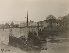 1 December 1918. Soldiers from the American 125th Infantry Regiment crossing the Sauer at Echternach, and becoming amongst the first Allied soldiers to enter Germany after the armistice. US Infantry crossing Echternach bridge, 1918.JPG