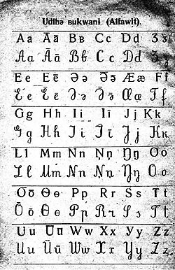 Удэгейский алфавит из букваря 1932 года[6]