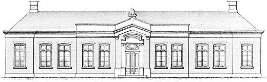 Schets van het bibliotheekgebouw 1864-1918, een ontwerp van J.W. Schaap