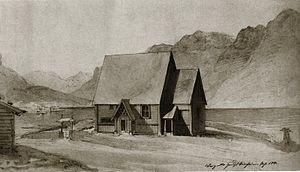 Vang stavkirke 1841.jpg