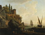 كلود جوزيف فيرنيه, مناظر طبيعية خيالية ، مشهد إيطالي للميناء, 1746