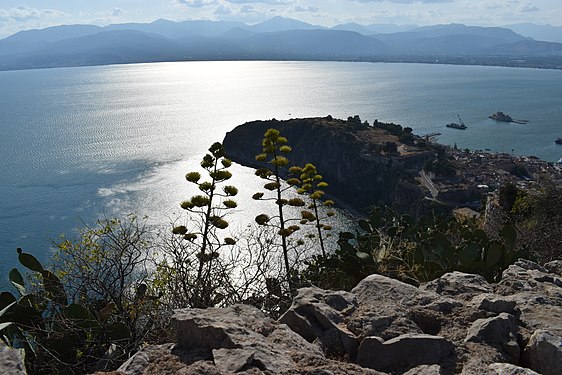 View from the castle "Palamidi" of Nafplio, Greece.