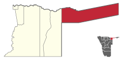 Map of Mukwe (constituency) in Namibia