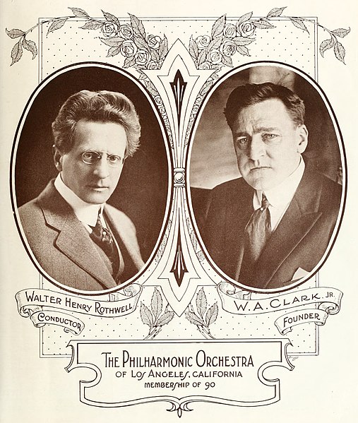 Walter H. Rothwell, first conductor, and W. A. Clark Jr., founder of the Los Angeles Philharmonic