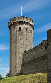 Guy's Tower, constructed 1330-1360, photographed in 2017 Warwick Castle - Guy's Tower 2017.jpg