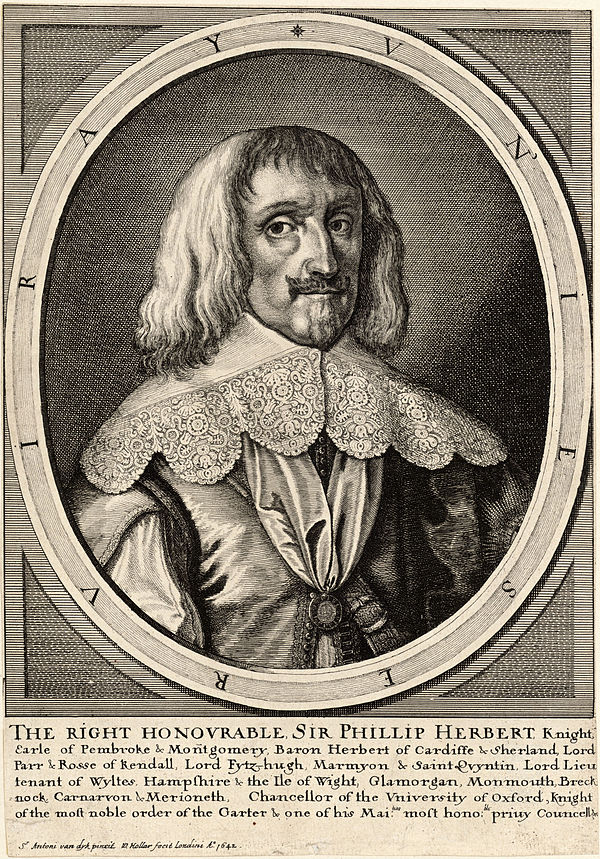 A 1642 engraving of Pembroke by Wenceslas Hollar after a 1634 painting of Anthony van Dyck