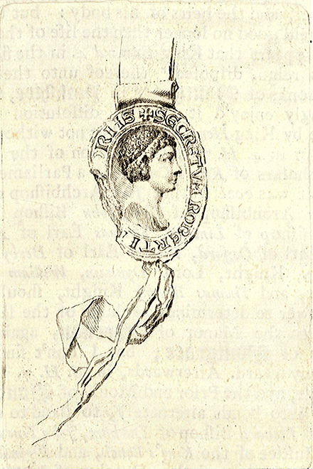 Seal of Robert, Earl Ferrers on etching by Wenceslaus Hollar
