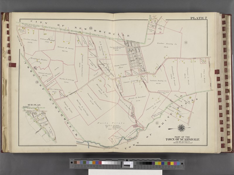 File:Westchester, V. 1, Double Page Plate No. 7 (Map bounded by City of New Rochelle, Cushman Rd., Town of White Plains, Town of Mamaroneck) NYPL2055654.tiff