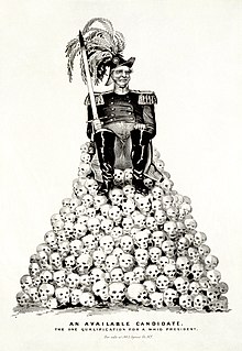 A political cartoon satirizing the candidacy of either Zachary Taylor or Winfield Scott in the 1848 presidential election Whig primary 1848d.jpg