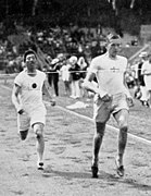 Yahiko Mishima (left), first Japanese national to compete in the Olympics