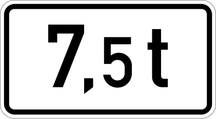 File:Zusatzzeichen 1053-33 - Massenangabe – 7,5 t (420x231), StVO 2017.svg