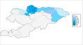 Percentage of Russians in Kyrgyzstan by region